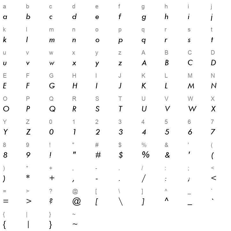 TCMI____ Character Map