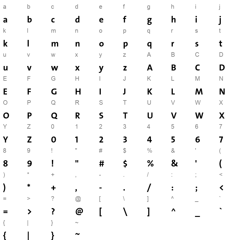 TheSans-Bold Character Map