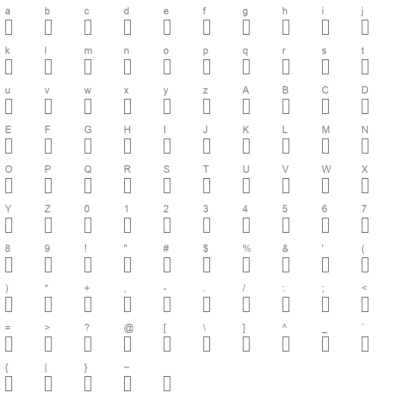 TOPZ#B# Character Map