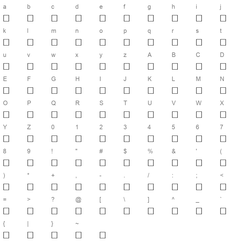 TRADBSBD Character Map