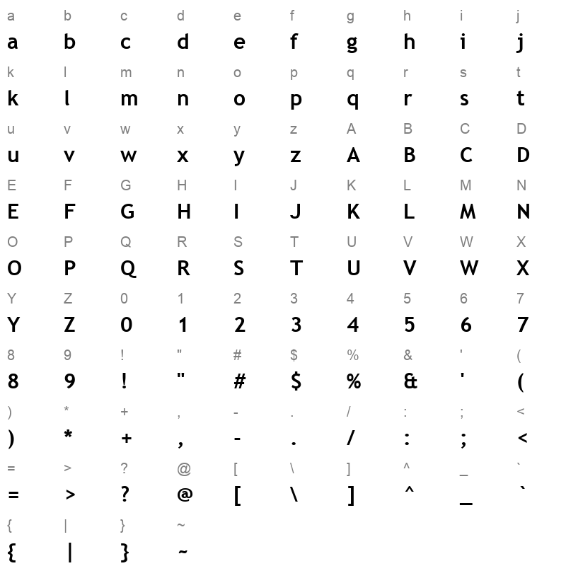 trebucbd Character Map