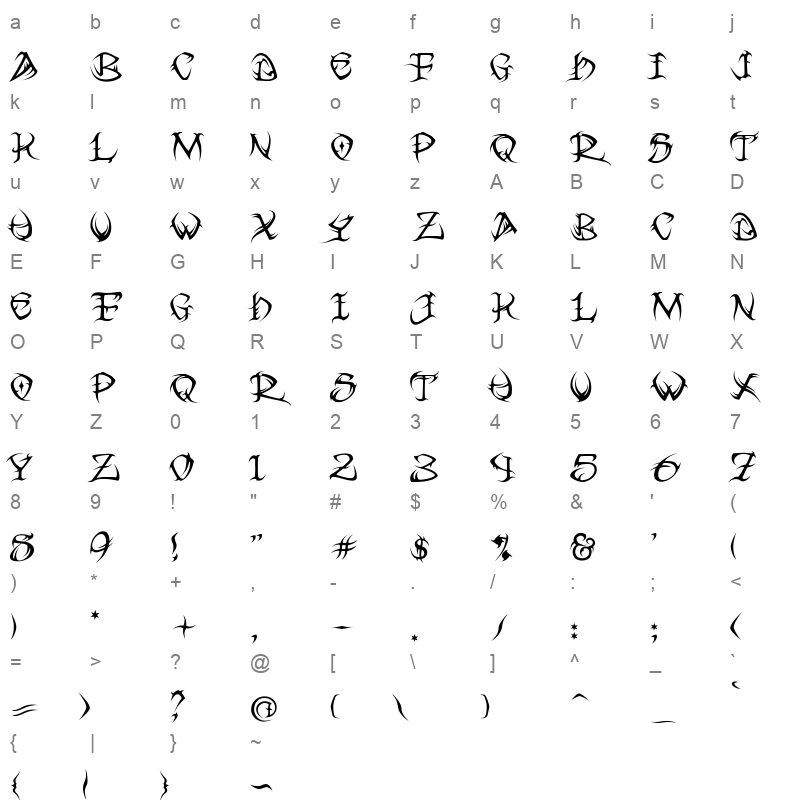 TRIBAL__ Character Map