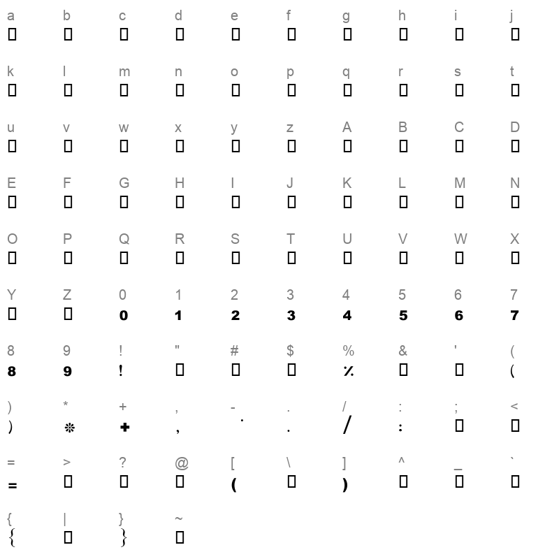 Typographical line_0 Character Map