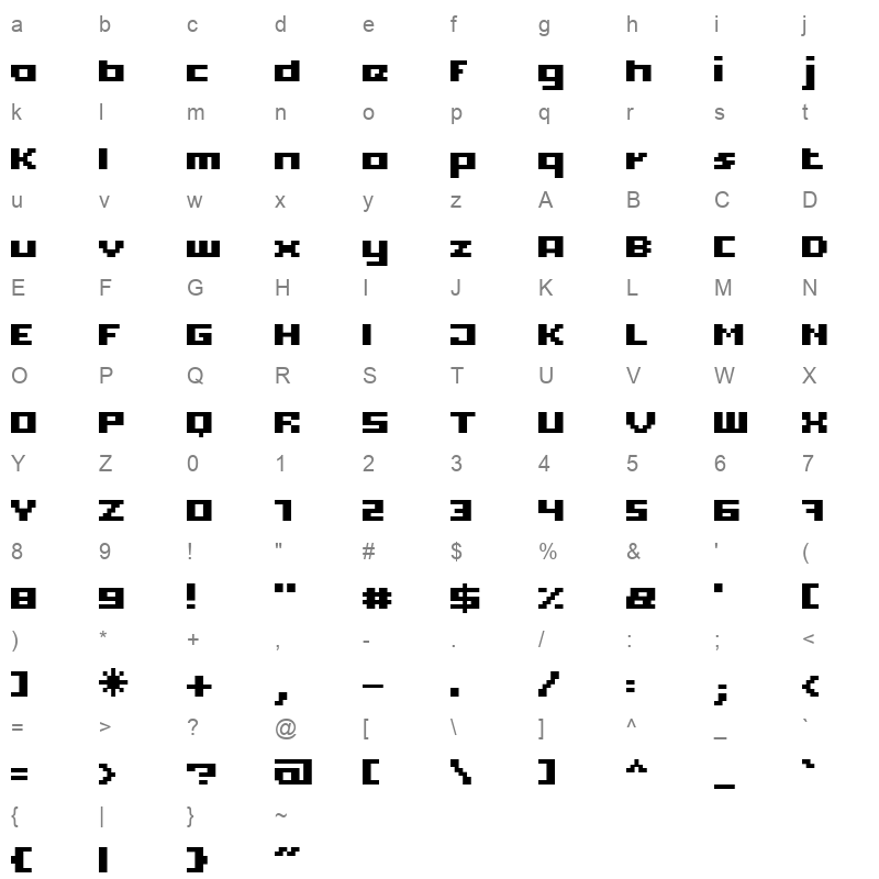 XPDR05 Character Map
